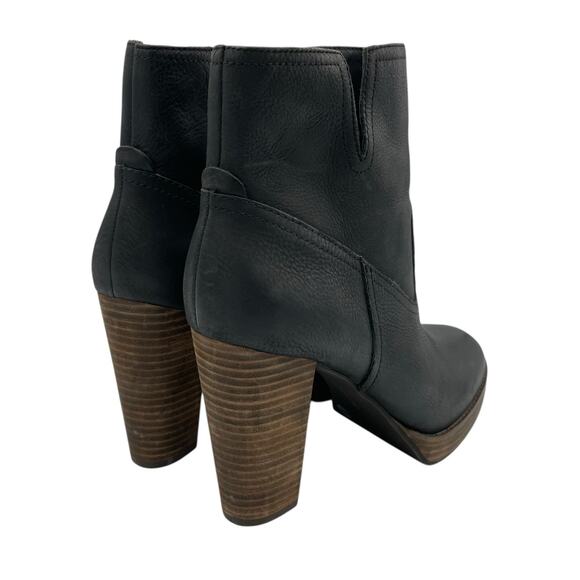 Lucky Brand Quintei Black Pebbled Leather Zipper Western Ankle Boots Booties - Picture 4 of 12